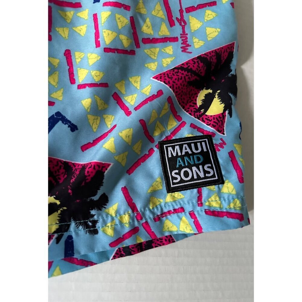 Maui and Sons Men's Medium Swim Board Shorts Drawstring Elastic Waist Mesh Lined - Picture 2 of 8
